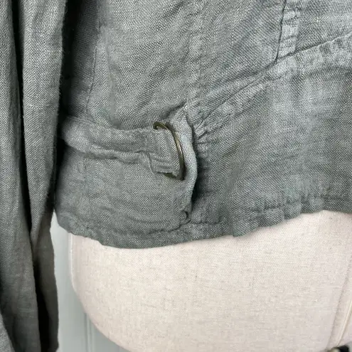 Tempo Paris Short Linen Jacket Style 192H Size Small Olive Green Lagenlook Italy