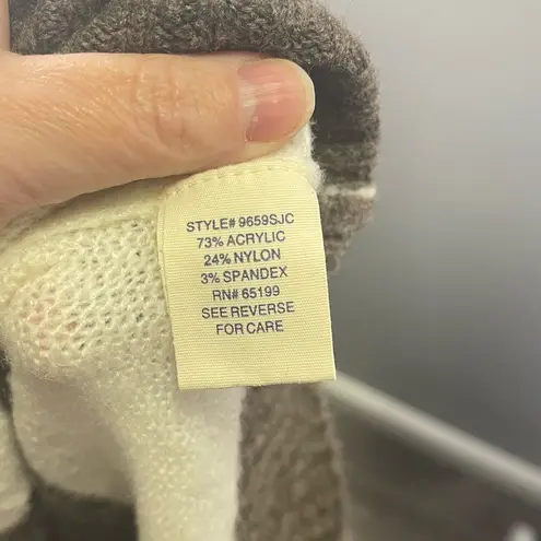 Next Era Couture Women's Cowl Neck Short Sleeve Brown White Stripes Sweater Med