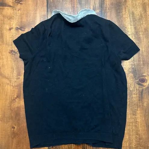 Disney Vintage Ariel The Little Mermaid Black collared Embroidered Cardigan