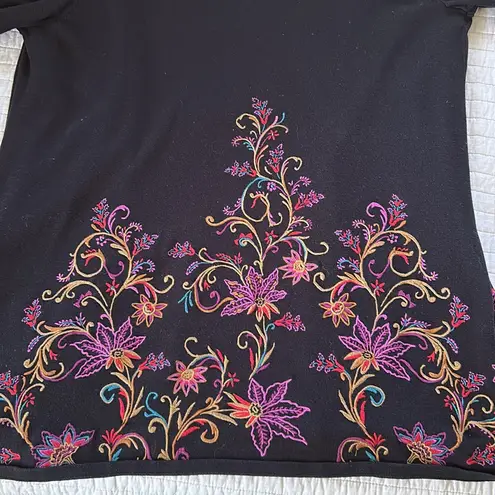 Chico's  black open front BoHo floral embroidered long line cardigan sweater 4 XXL - Image 15