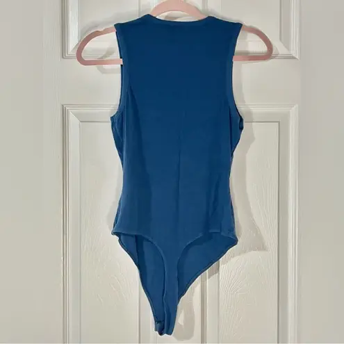 Shop Priceless Teal blue sleeveless ribbed bodysuit