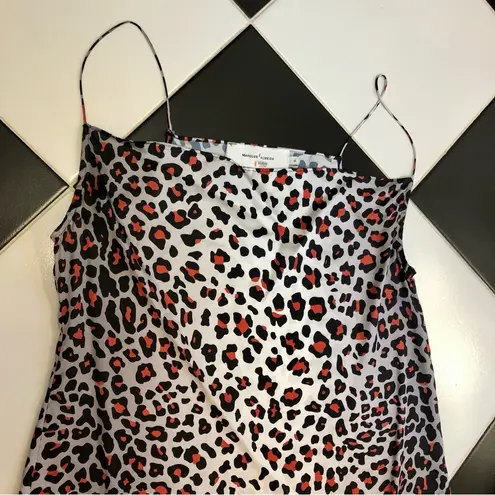 Marques Almeida Satin Midi Slip Dress Leopard Print Silver Pink Handkerchief Hem