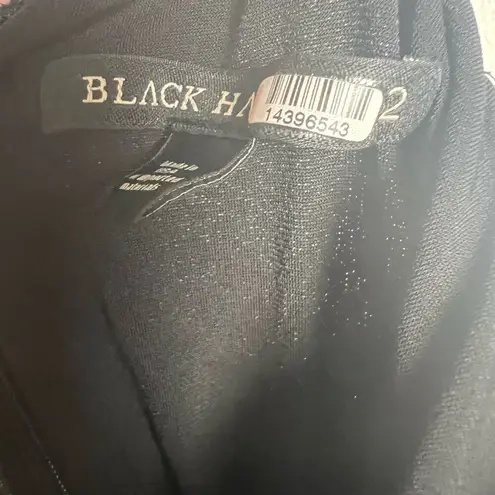 Black Halo Genesis Black Silver Wide Leg Halter Cocktail Jumpsuit Size 2