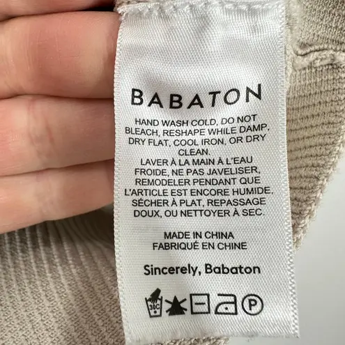 Babaton Ribbed Knit Square Neck Tank Top Sleeveless Crop Top Beige Loungewear