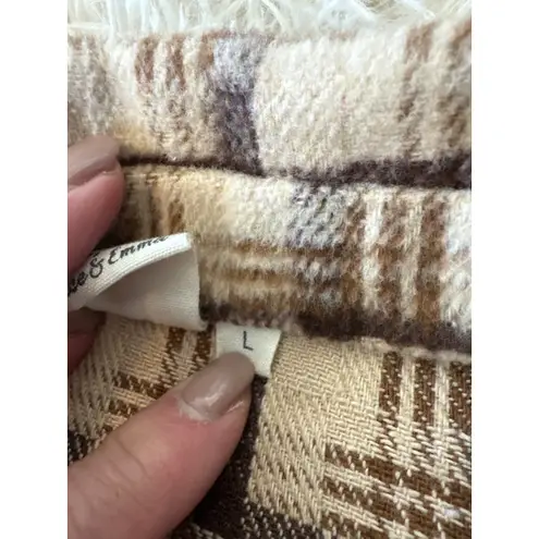 Grace & Emma Plaid Flannel Shacket Shirt Jacket Women's Size L Brown Button Up Size L