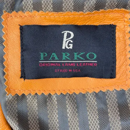 Vintage 90s Orange Parko Lamb Leather Blazer Jacket Size XL