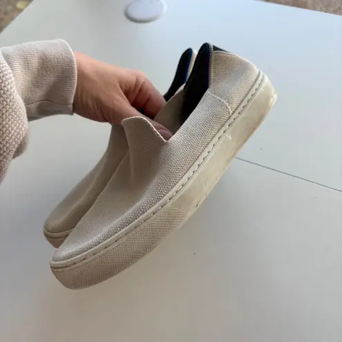 Rothy's The Flat Toe Flats Shoes Women Size 7 Beige Knit Slip On