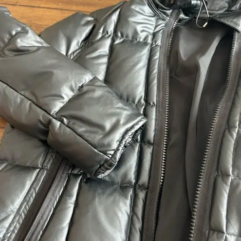 Emporio Armani Jeans Womens Black Hooded Duck Down Puffer Coat Jacket Size Large