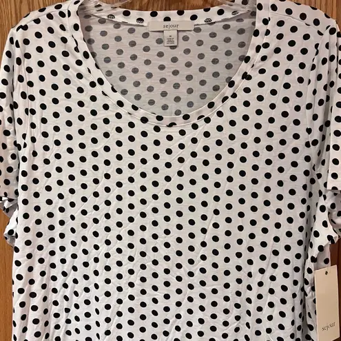 Sejour by Nordstrom White & Black Polka Dot Print Nina Sleep Shirt Plus Size 1X