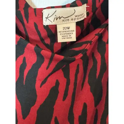 kim rogers Black And Red Zebra Print Dress, Midi, Polyester/Spandex, 22W