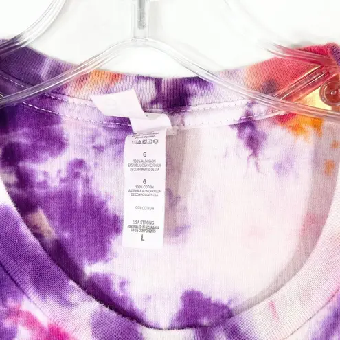 Meet Me at the Pumpkin Patch Large Tee Tie Dye Handmade Purple Orange 1317