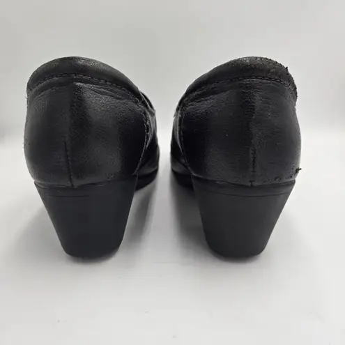 Earth Origins Women Loafers Leather Black SlipOn Sz 8.5 M Derby Shoes Block Heel