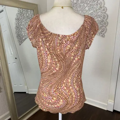 Early 2000s Orange Pink Floral Flower Babydoll Milkmaid Cottagecore Blouse Top L Size L