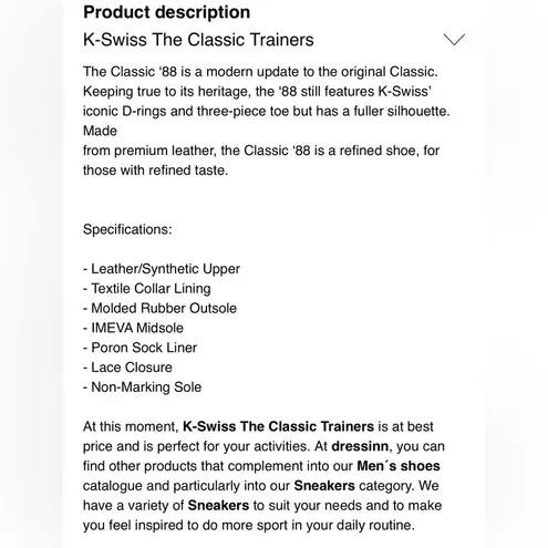 K-Swiss Women’s Classic Low Profile Trainers Size 5.5