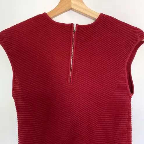 Torn By Ronny Kobo women's L midi bodycon bandage knit dress high neckline red