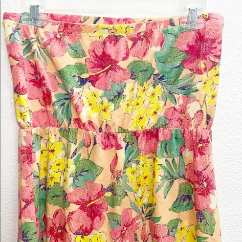 Mossimo Peach Summer Floral Strapless Mini Dress Size M