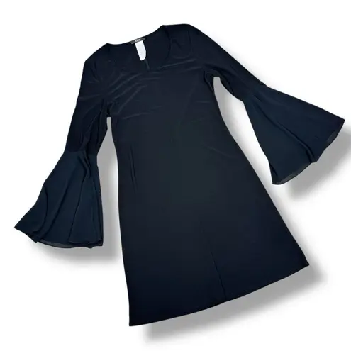 MSK Chiffon Bell Sleeve Jersey Sheath Dress Black Small Gothic Bewitched Boho