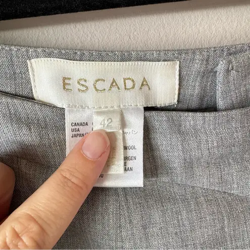 Escada Women’s Light Grey Wool Side ZipTrousers Size 42 Gray