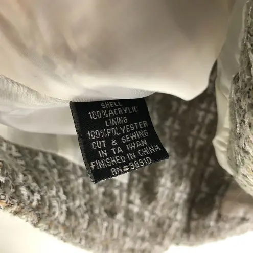 View Womens Y2K Tweed Jacket Cropped Short Sleeve Lined Gray White 8