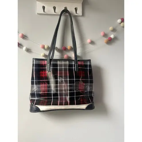 Tommy Hilfiger Vintage  Clear Plaid Flannel Tote Hand Bag Y2K