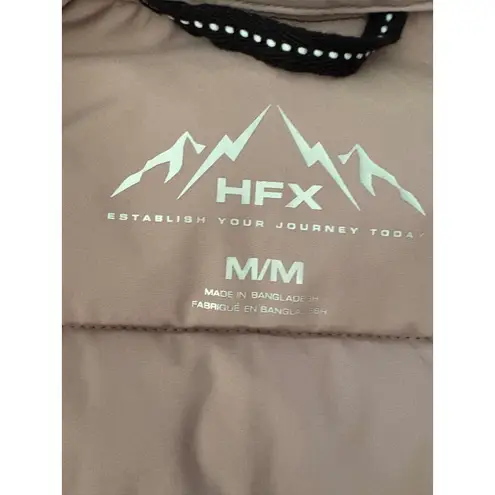 HFX Womens Hooded Puffer Coat Jacket Quilted Padded Lightweight Medium Gray