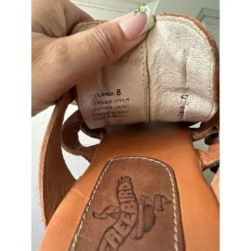 FREEBIRD by Steven Landi Brown Studded Leather Chunky Wooden Platform Sandals 8