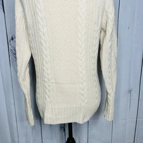 Brooks Brothers Cream Cable Knit Cowl Neck Merino Wool Camel Hair Sweater Sz M