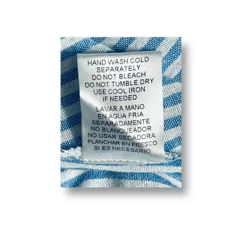 After Market S Blue White Cold Shoulder Striped Peasant Cottagecore Blouse NWT