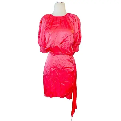 Saylor Zulu Satin Mini dress in Melon Pink Large New Womens Cocktail