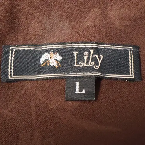 Vintage 90s Lily Brown Floral Midi Skirt Womens Fairy Grunge Romantic USA Size L Size L