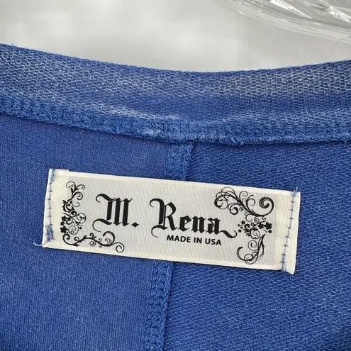 M Rena Blue Scoop Neck Long Sleeve Pullover Seamed Tunic Casual Top Size Large