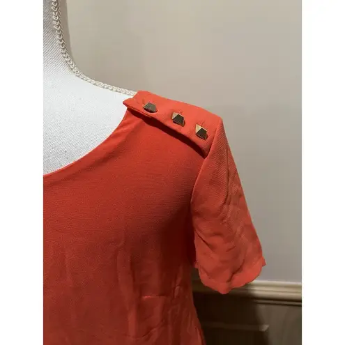 YA Los Angeles Boutique Dress ~ Short Sleeve Shift Dress ~ Small ~ Orange