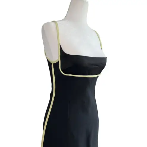 Paris Georgia Womens Dress in Black Leather Lime Small New Midi Cocktail