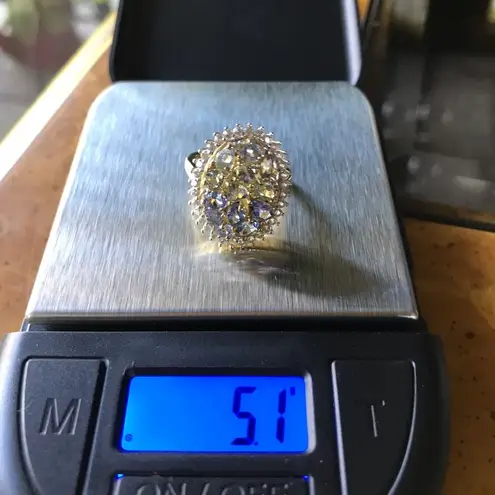 Natural Tanzanite Rare Green Tanzanite Sterling Silver Cocktail Ring Size 5 Gold