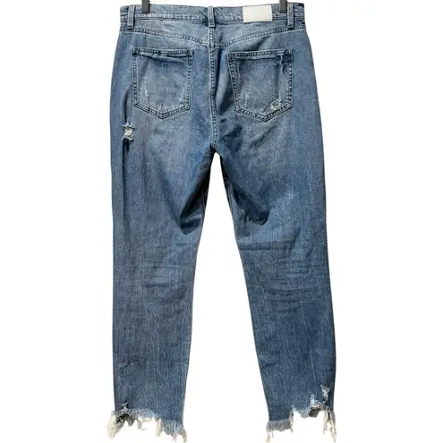 Pistola Nico Faux Pearl Embellished Distressed Skinny Raw Hem Jeans In La Lux 30