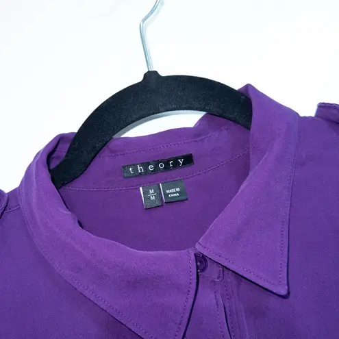 Theory  Purple 100% Silk Zega Button Down Blouse Size Medium - Image 3