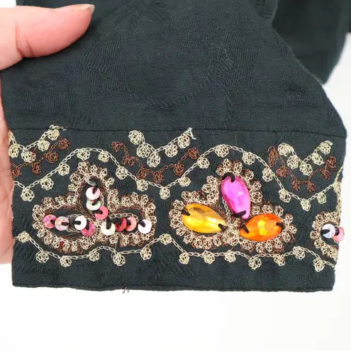 NWT Sequin Beaded Jacket Womens Size S Embroidered Boho Party Formal Artsy Indie Black