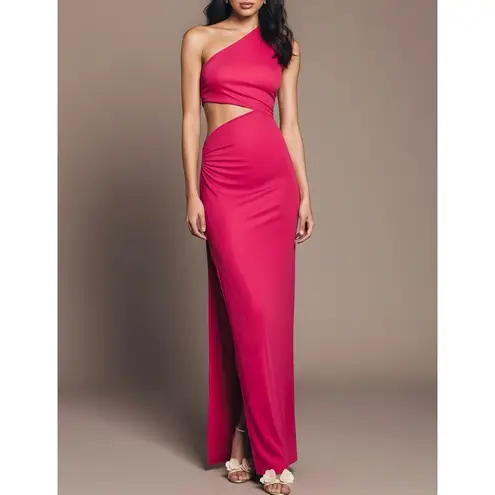 Michael Costello x REVOLVE Decker One Shoulder Cut-Out Jersey Gown, Red, Small