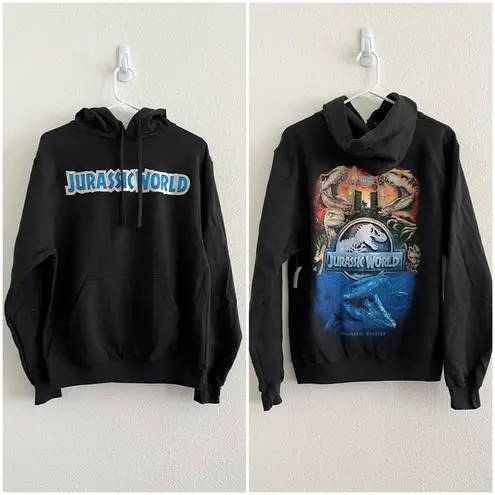NWT Universal Studios Jurassic World Black Pullover Kangaroo Pocket Hoodie Small