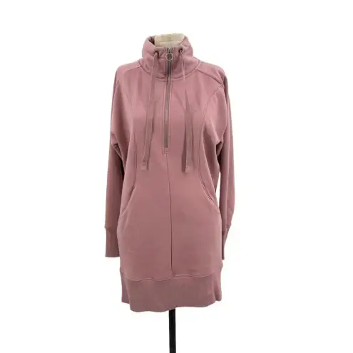 Athleta  Cozy Karma 1/4 Zip Sweatshirt Dress Dogwood Mauve‎ Pink Size XS