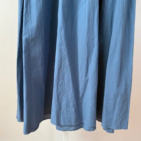 Scarlet Darkness Blue Button Front Midi Dress Tie Waist Sheer Sleeve Women's 2XL Size undefined