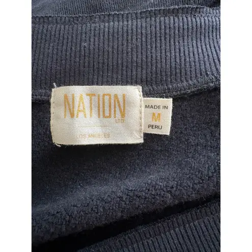Nation Ltd Ianna Off-The-Shoulder Soft Luxe Sweatshirt in Jet Black Size Medium