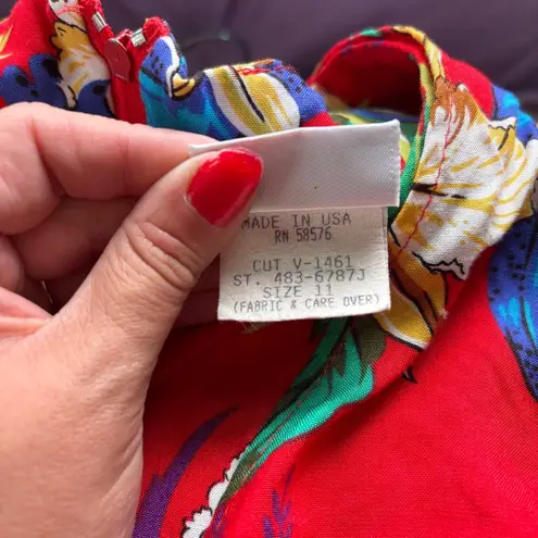 Style My Way Vintage Red and Green Tie Front Mini Dress