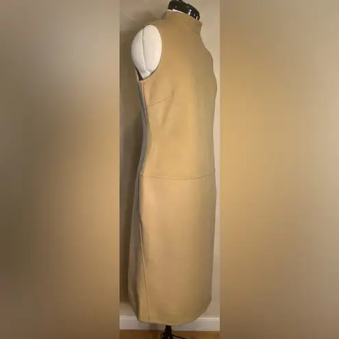 Kenar WomensNeutral Minimalist Crêpe/Tan Wool Blend Sleeveless Midi Dress|Size:8