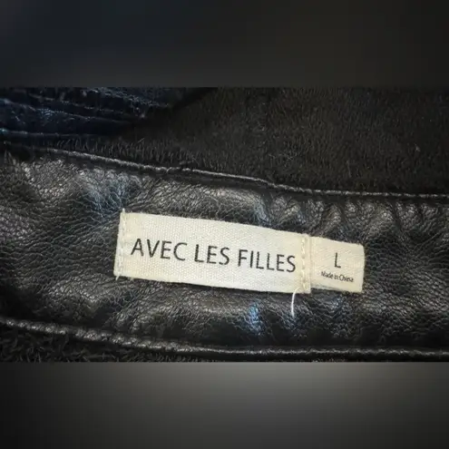 Avec Les Filles Vegan Leather Cargo Overalls black size large