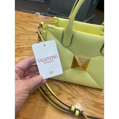 Valentino Garavani yellow one stud small leather tote retail $2900 NWT