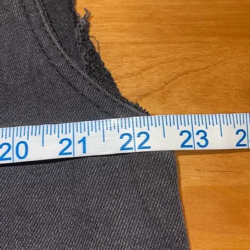 HWY Jeans Button Front Distressed Raw Cut Off Denim Trucker Vest Black Large