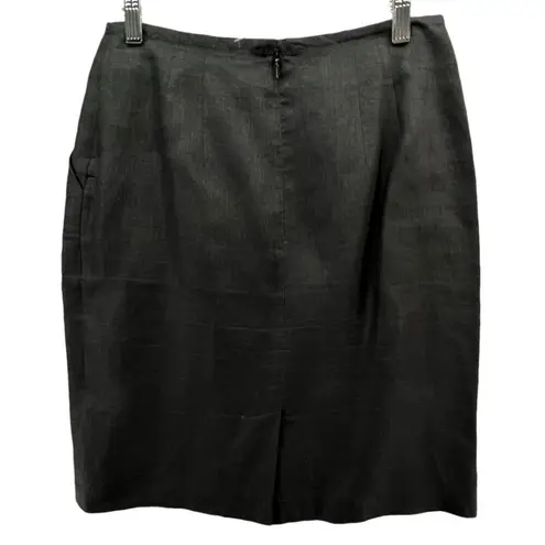 Ellen Tracy Linda Allard Skirt 10P Black Linen Pockets Office Siren Corpcore