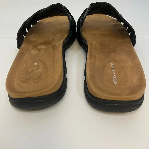 Easy Spirit Black Semarsha Braided Leather Upper Slip on Sandals Slides Sz 8