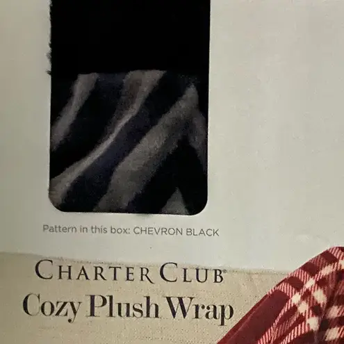 Charter Club Cozy Plush Wrap 50 x 70 Black Chevron Throw